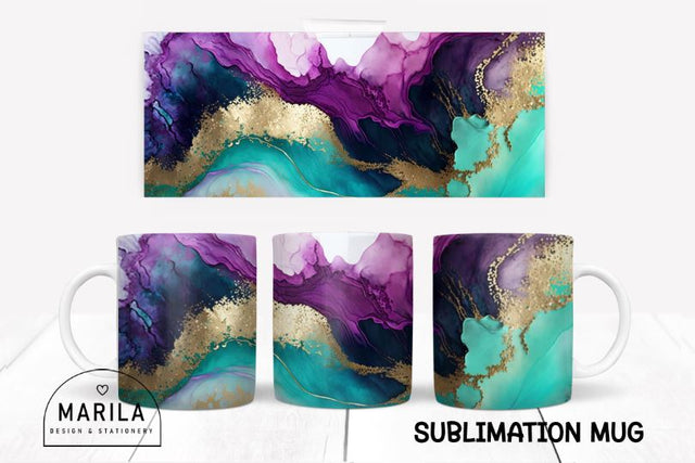 Purple and Teal Abstract mug sublimation design Sublimation Marilakits 