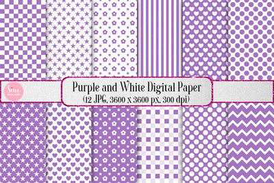 Purple and White Pattern Seamless Digital Paper Backgrounds Digital Pattern SineDigitalDesign 
