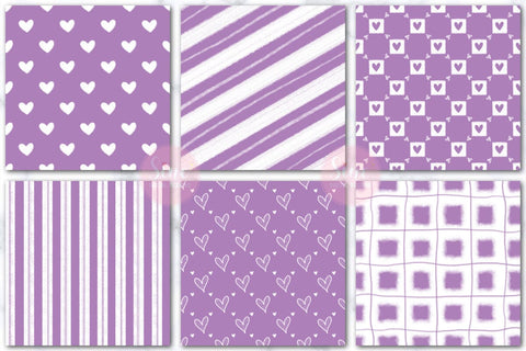 Purple and White Valentines Digital Papers Backgrounds Set Digital Pattern SineDigitalDesign 