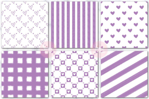 Purple and White Valentines Digital Papers Backgrounds Set Digital Pattern SineDigitalDesign 