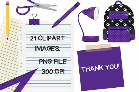 Purple Back To School Clipart Set Sublimation Sublimatiz Designs 