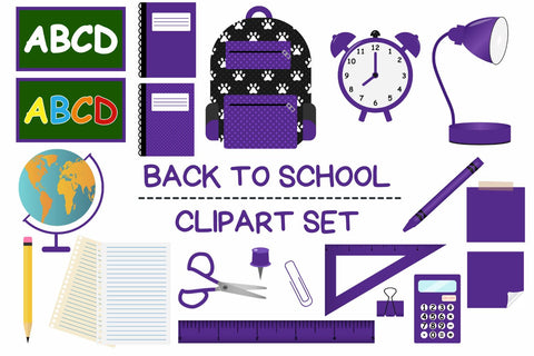 Purple Back To School Clipart Set Sublimation Sublimatiz Designs 