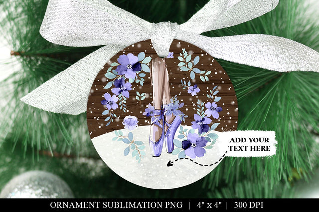 Purple Ballerina Christmas Ornament Sublimation Sublimation BijouBay 