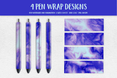 Purple Blue Marble Pen Wrap Template Sublimation or Waterslide Sublimation LaBelezoka 