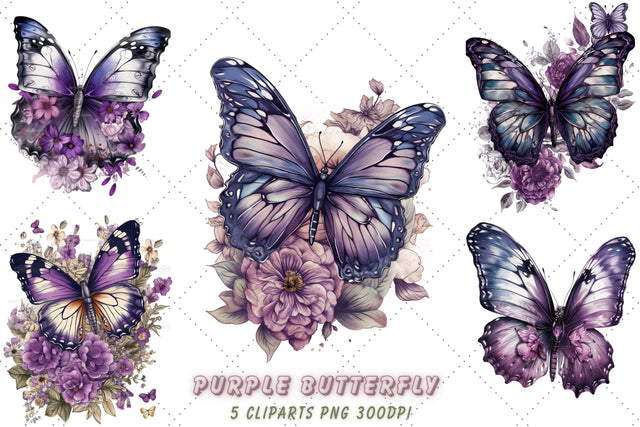 Purple Butterfly Sublimation Clipart Sublimation FloridPrintables 