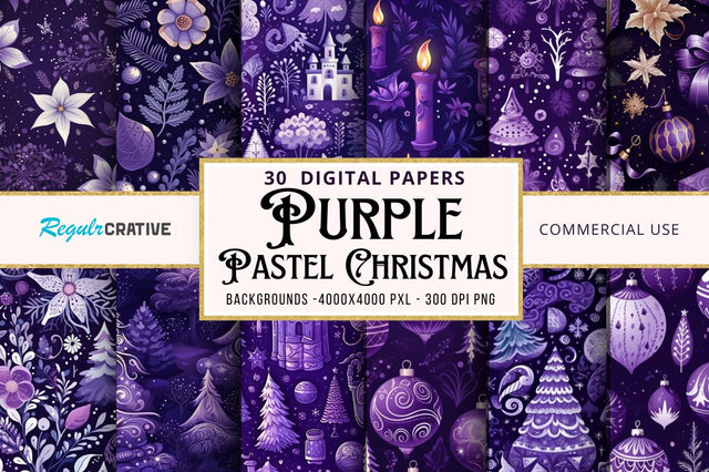 Purple Christmas Backgrounds Bundle Sublimation Regulrcrative 