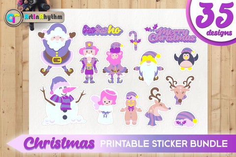 Purple Christmas Sticker Bundle / Printable PNG Clipart SVG Artinrhythm shop 