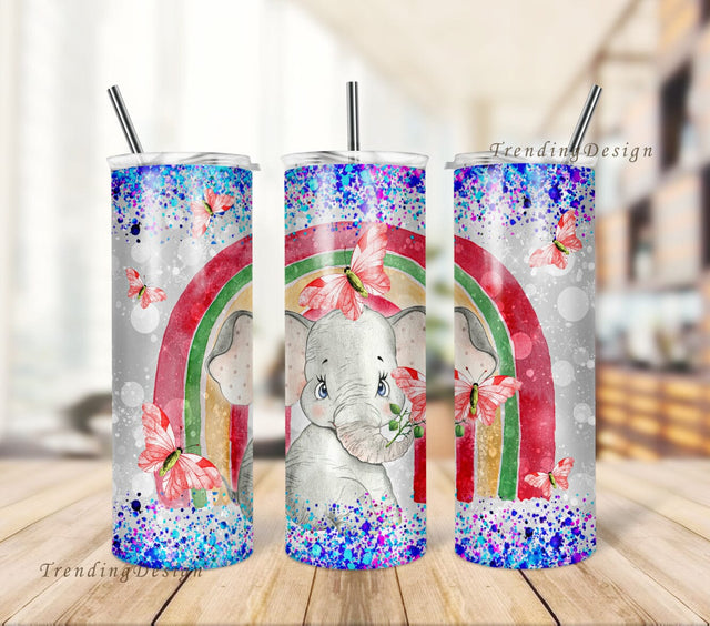 Purple Elephant 20 Oz skinny Tumbler Png wrap template digital download sublimation graphics instant download Sublimation TrendingDesign 