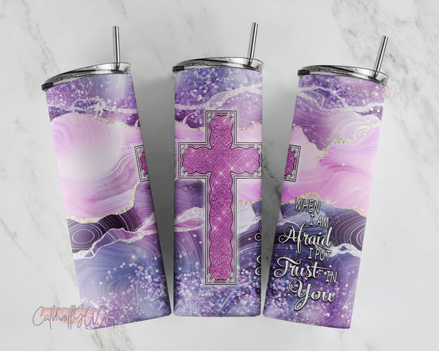Purple Floral Cross 20oz Tumbler Wrap Christian Tumbler Design, 20 oz Skinny tumbler wrap - Straight and Tapered Tumbler PNG Sublimation CaldwellArt 