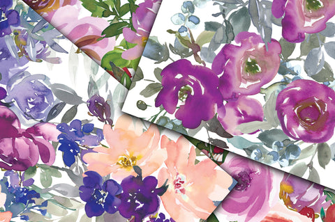 Purple Floral Digital Papers Digital Pattern Old Market 