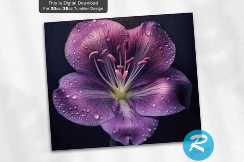 Purple Floral Flower 20 oz / 30 oz Tumbler PNG Sublimation Regulrcrative 