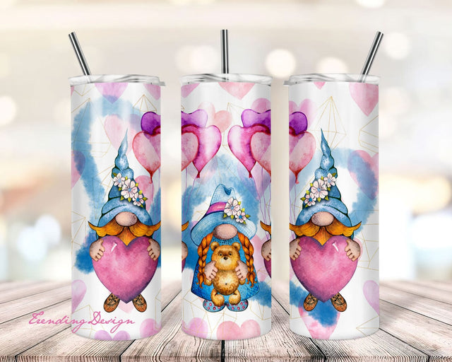 Purple Flower Gnome Tumbler Wrap PNG, 20oz Tumbler Design Sublimation TrendingDesign 