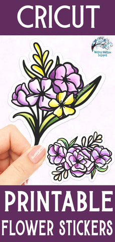 Purple Flower Stickers PNG Sublimation Wispy Willow Designs 