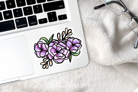 Purple Flower Stickers PNG Sublimation Wispy Willow Designs 