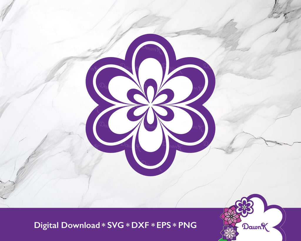 Purple Flower SVG - Colored Flower SVG, Layered Flower SVG - So Fontsy
