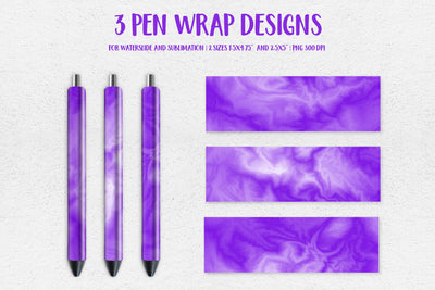 Purple Fluid Pen Wrap Template. Sublimation or Waterslide Sublimation LaBelezoka 