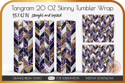 Purple Geometric Skinny Tumbler Marble Wrap Design Sublimation OrangeBrushStudio 