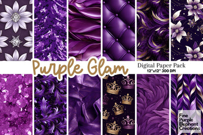 Purple Glam Princess Fashion Digital Pattern Fine Purple Elephant Creations 