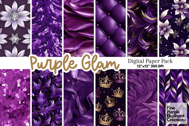 Purple Glam Princess Fashion Digital Pattern Fine Purple Elephant Creations 