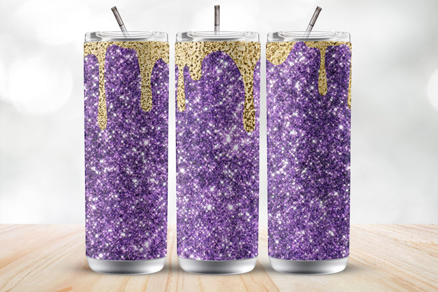 Purple Glitter 20 Oz Tumbler Wrap Sublimation Design Sublimation MockupSvgVenue 