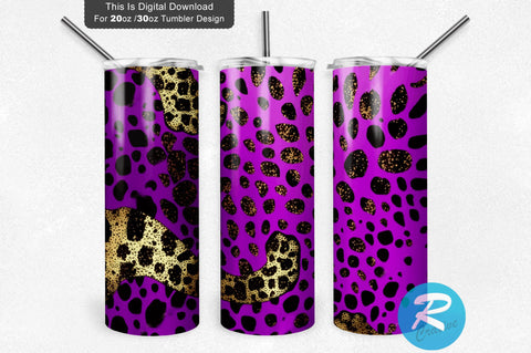 Purple Glitter Animal Cheetah Leopard 20 oz / 30 oz Tumbler PNG Sublimation Regulrcrative 