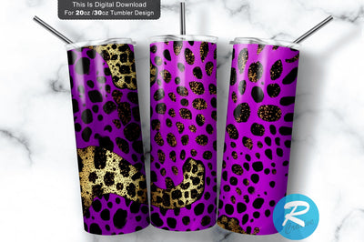 Purple Glitter Animal Cheetah Leopard 20 oz / 30 oz Tumbler PNG Sublimation Regulrcrative 