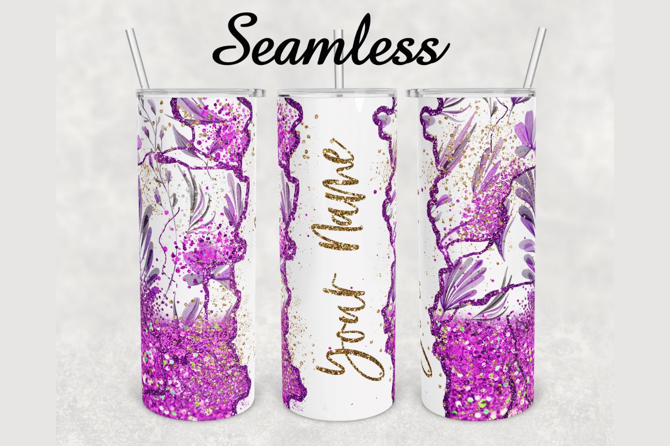 Purple Tumbler Design Glitter Sublimation Tumble