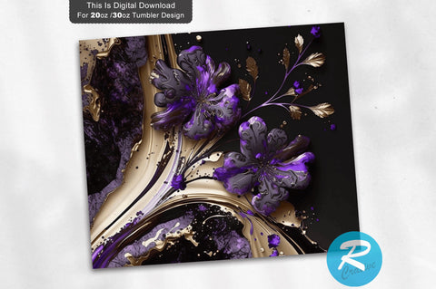 Purple Glitter Floral 20 oz / 30 oz Tumbler PNG Sublimation Regulrcrative 