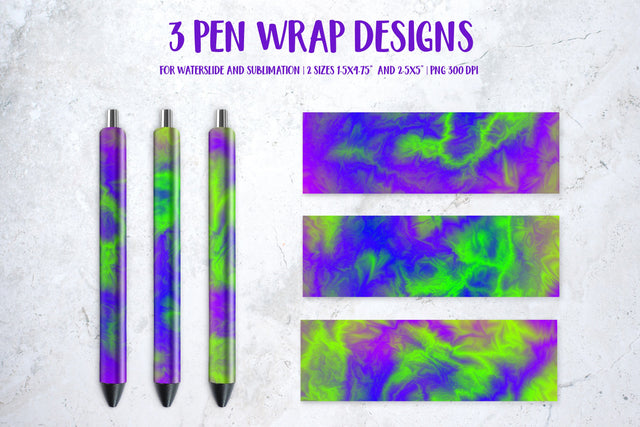 Purple Green Abstract Pen Wrap Sublimation or Waterslide Sublimation LaBelezoka 