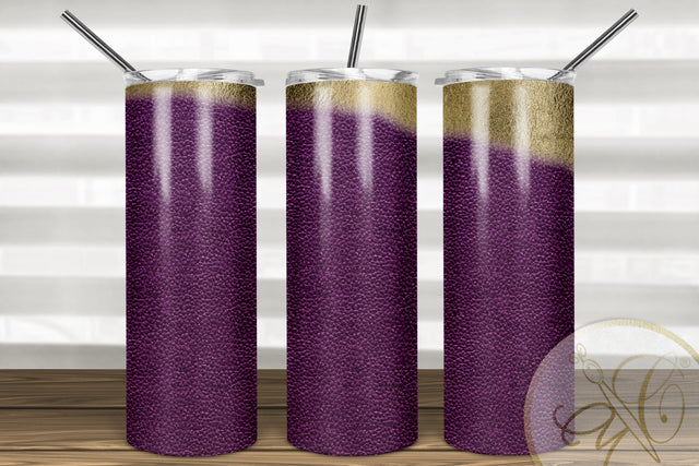 Purple Leather and Gold Foil 20oz Skinny Tumbler Sublimation Sublimation Marlene Campos 