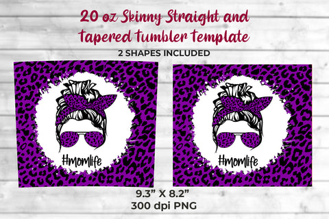 Purple Leopard momlife 20 oz Skinny Tumbler Wrap Sublimation Design Sublimation Sublimatiz Designs 