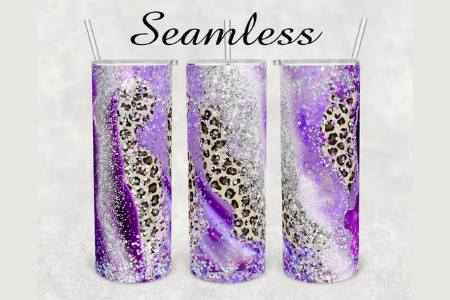Purple Marble Leopard Print Tumbler sublimation design 20 oz skinny tumbler wrap Sublimation BambinaCreations 