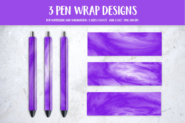 Purple Marble Pen Wrap Template. Sublimation or Waterslide Sublimation LaBelezoka 