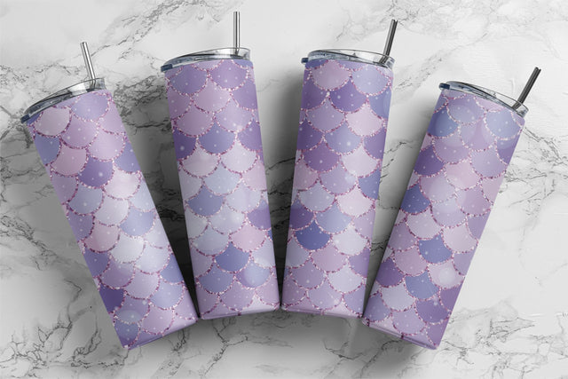 Purple Mermaid Scale 20oz Full Tumbler Wrap, Mermaid Glitter Tumbler Png, Mermaid Sublimation Design For Straight, Instant Download Sublimation Rabbitmakies 