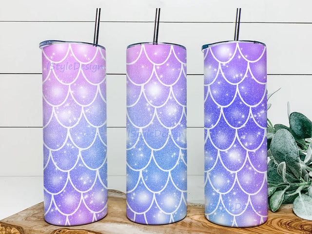 Purple Mermaid Tumbler 20oz Skinny Wrap Tumbler Designs, Mermaid Under Sea Template Straight PNG File Download Sublimation iStyleDesign 