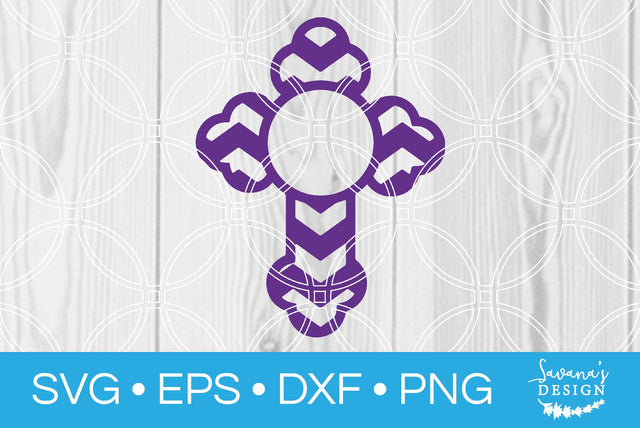 Purple Monogram Circle Cross SVG SavanasDesign 