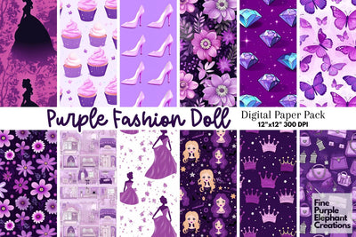 Purple Princess Fashion Doll Digital Pattern Fine Purple Elephant Creations 