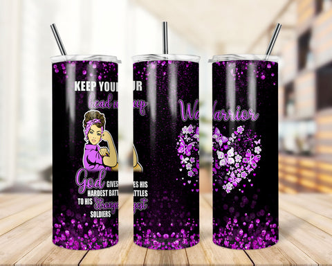 Purple Ribbon Tumbler, Pancreatic Cancer Sublimation PNG, Lupus Skinny (20oz) Tumbler Template, Addiction Recovery Sublimation Design Sublimation TrendingDesign 