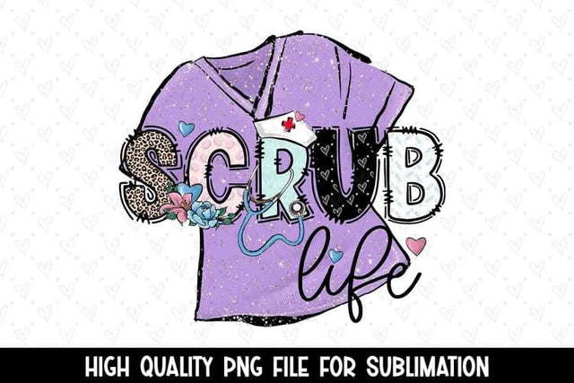Purple Scrub Life Nurse Sublimation PNG SVG BijouBay 