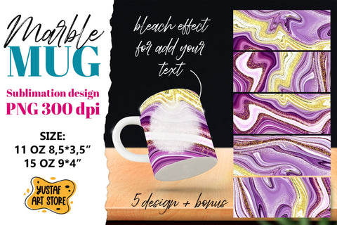 Purple shine marble sublimation mug wrap bundle.5 PNG design Sublimation Yustaf Art Store 
