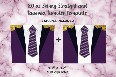 Purple Suit 20oz Skinny Tumbler Wrap Template Sublimation Sublimatiz Designs 