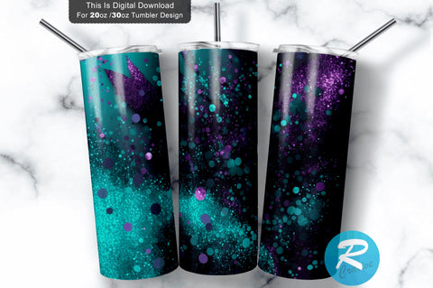Purple Turquoise Faux Glitter 20 oz / 30 oz Tumbler PNG Sublimation Regulrcrative 