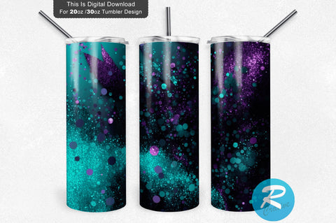 Purple Turquoise Faux Glitter 20 oz / 30 oz Tumbler PNG Sublimation Regulrcrative 