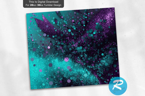 Purple Turquoise Faux Glitter 20 oz / 30 oz Tumbler PNG Sublimation Regulrcrative 