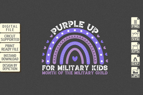 Purple Up For Military Kids Month Of The Military Child T-Shirt, Purple Rainbow Shirt Print Template Sketch DESIGN Depiction Studio 
