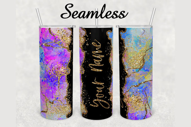 Purple Watercolor Gold Glitter Agate Tumbler sublimation design 20 oz skinny tumbler wrap Sublimation BambinaCreations 