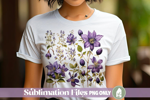 Purple Wildflowers Sublimation File, Cottagecore PNG Sublimation LilleJuniper 
