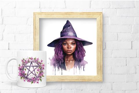 Purple Witch Clipart Halloween Sublimation Bundle Sublimation OrangeBrushStudio 