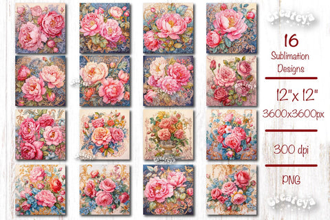 Purse look Lunch tote Lunch bag template Bundle 20 oz skinny tumbler wrap design Tote Tumbler bag sublimation bundle Pink Peony Print Sublimation Createya Design 