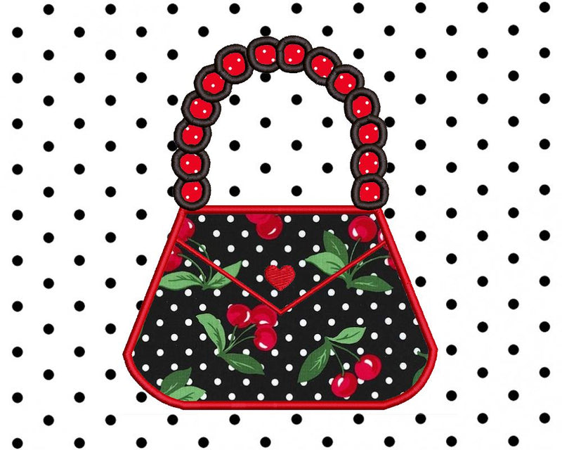 Purse with Beaded Handle Applique Embroidery Embroidery/Applique Designed by Geeks 